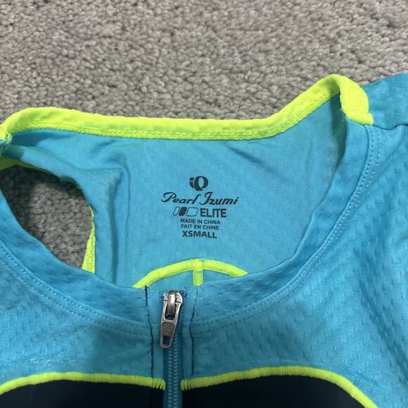 Pearl Izumi Elite Women’s Full Bib Cycling Suit Size XS Blue And Neon - Picture 2 of 4